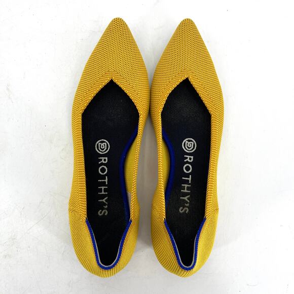 Rothy's Women's 7.5 Yellow The Point Pointed Toe Slip on Flat Pumps - Picture 2 of 7